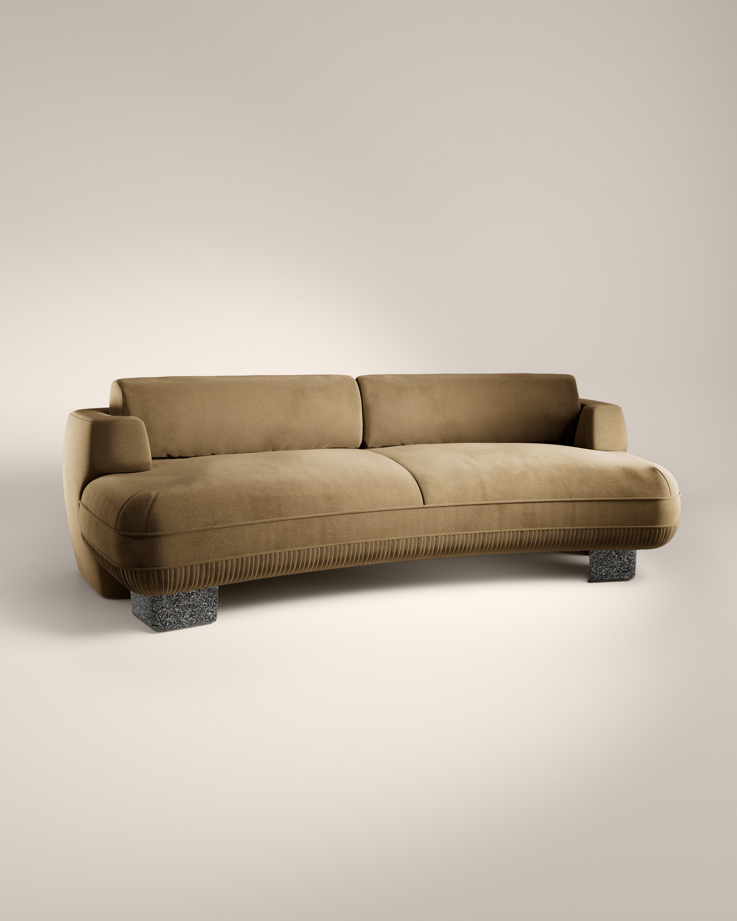 LaBrea 2 Seater Curved Sofa Smoke Cotton Velvet