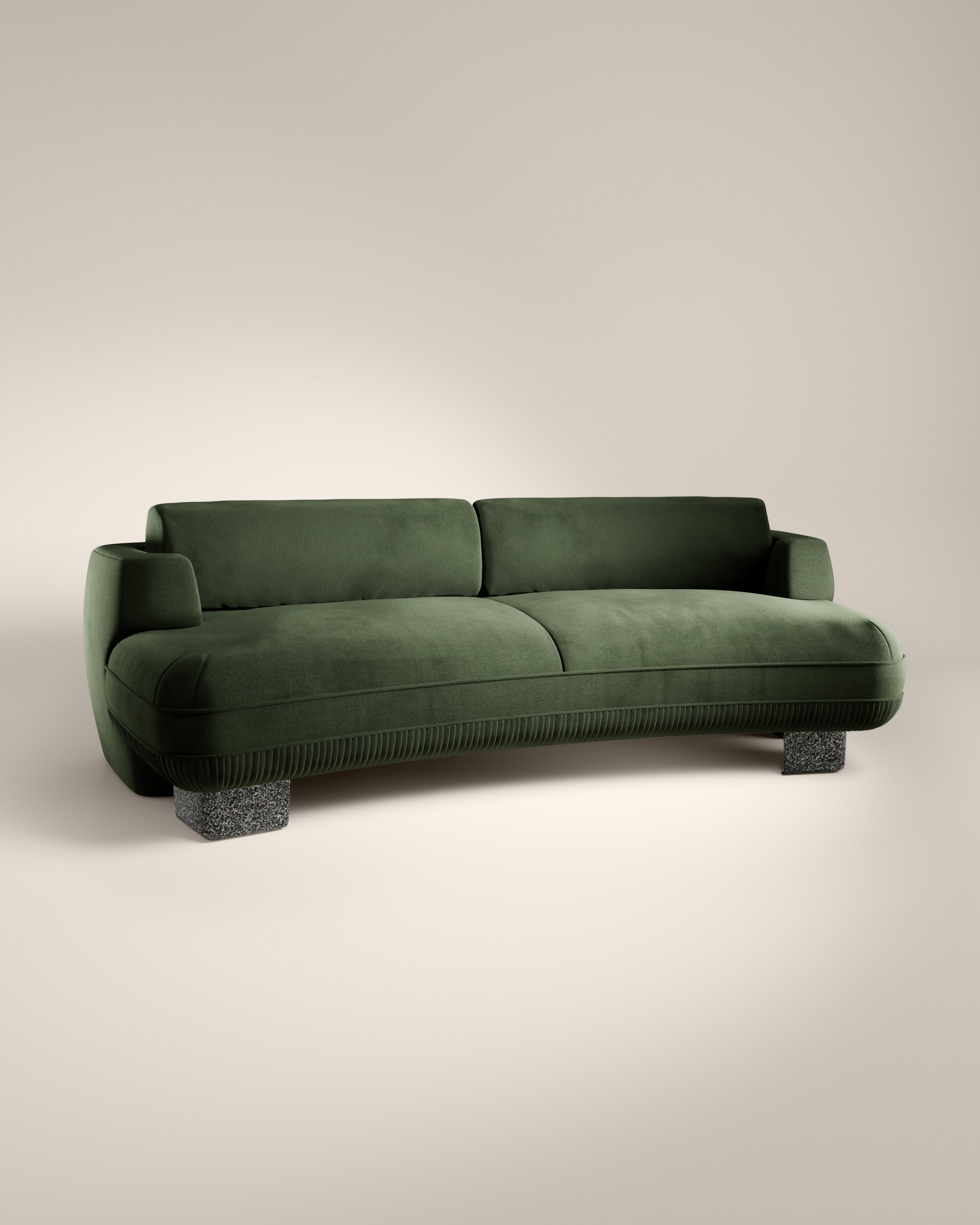 LaBrea 2 Seater Curved Sofa Cayenne Cotton Velvet