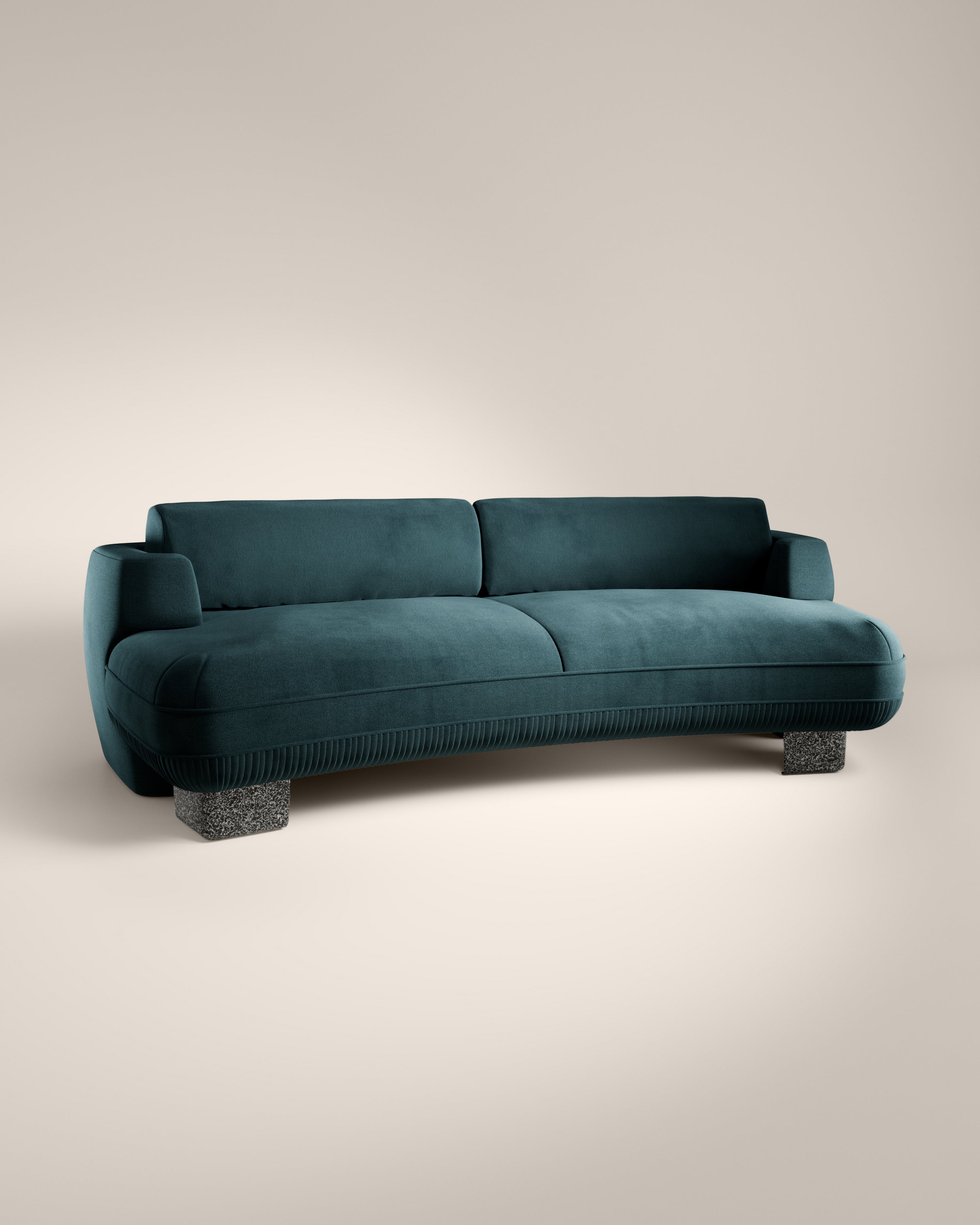 LaBrea 2 Seater Curved Sofa Notte Cotton Velvet