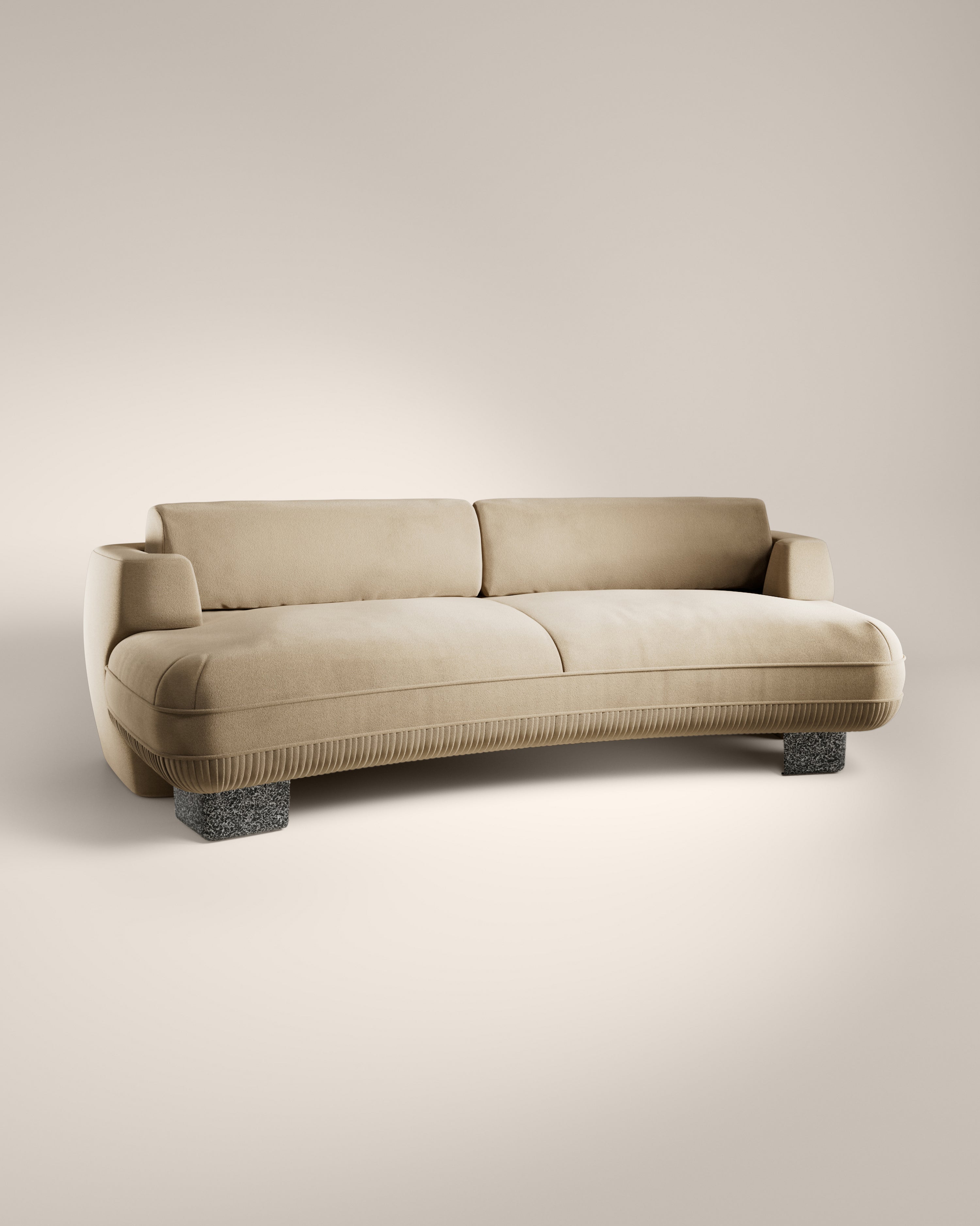 LaBrea 2 Seater Curved Sofa Ostrica Cotton Velvet