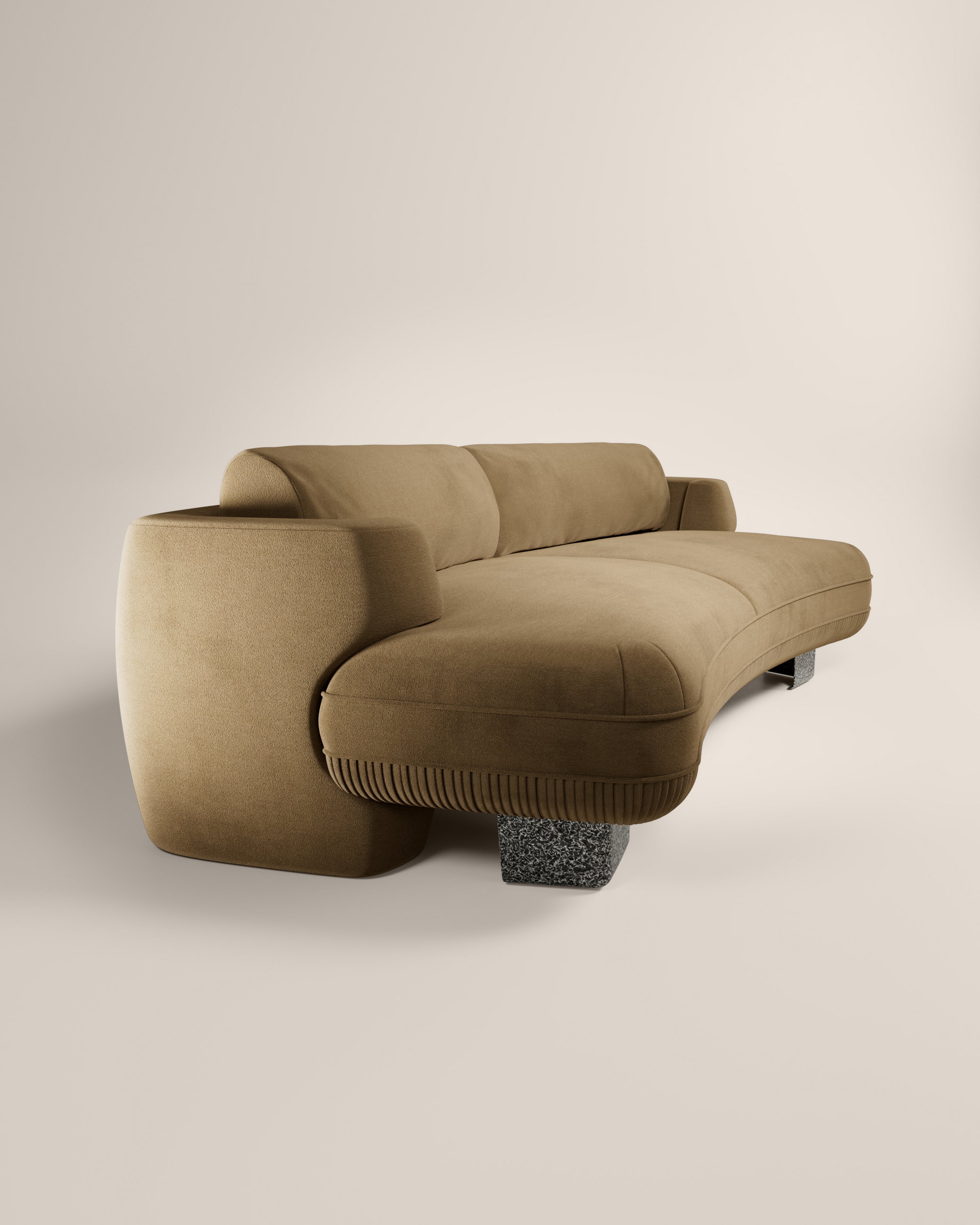 LaBrea 2 Seater Curved Sofa Smoke Cotton Velvet