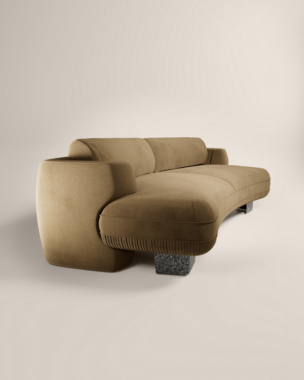 LaBrea 2 Seater Curved Sofa Smoke Cotton Velvet
