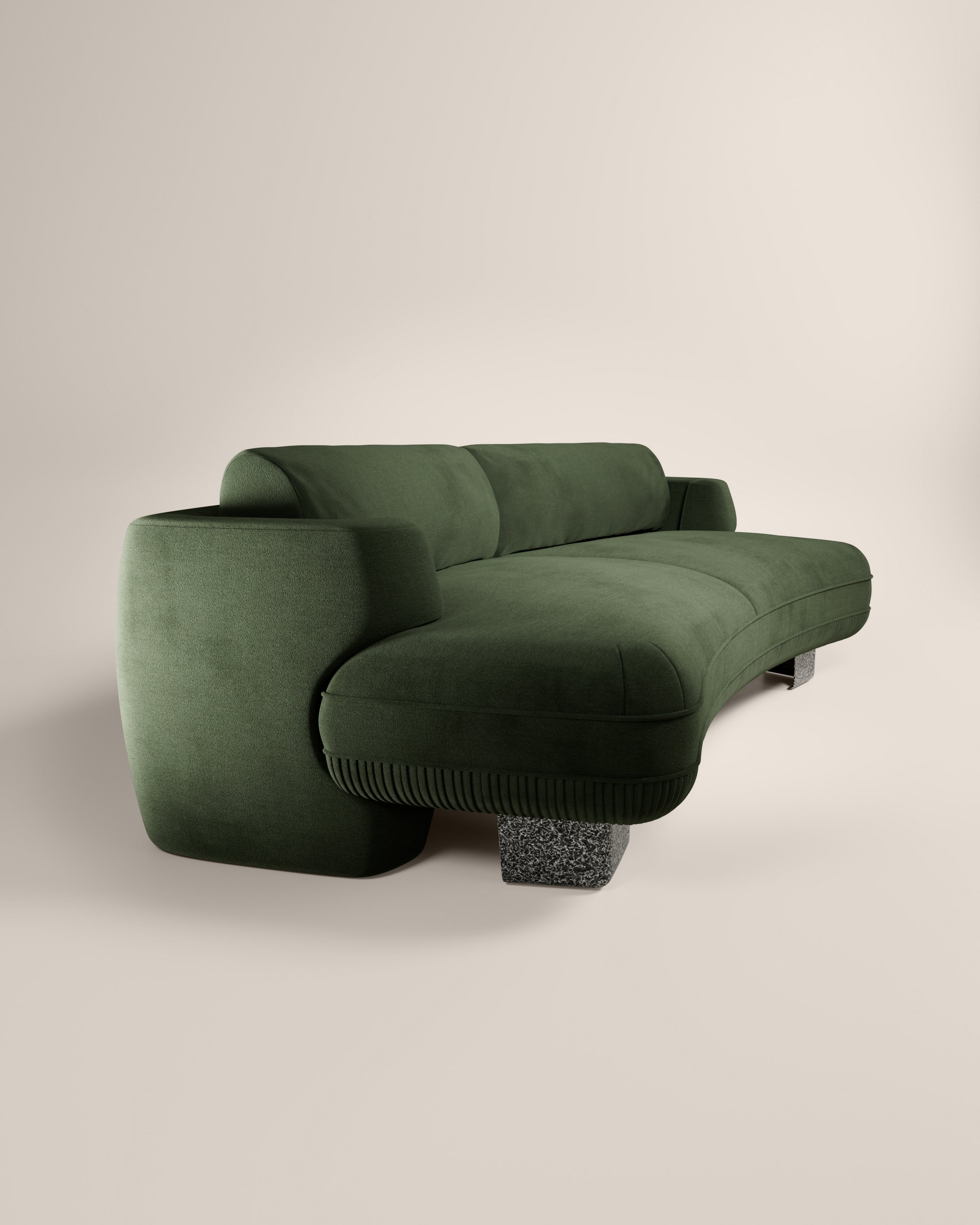 LaBrea 2 Seater Curved Sofa Cayenne Cotton Velvet