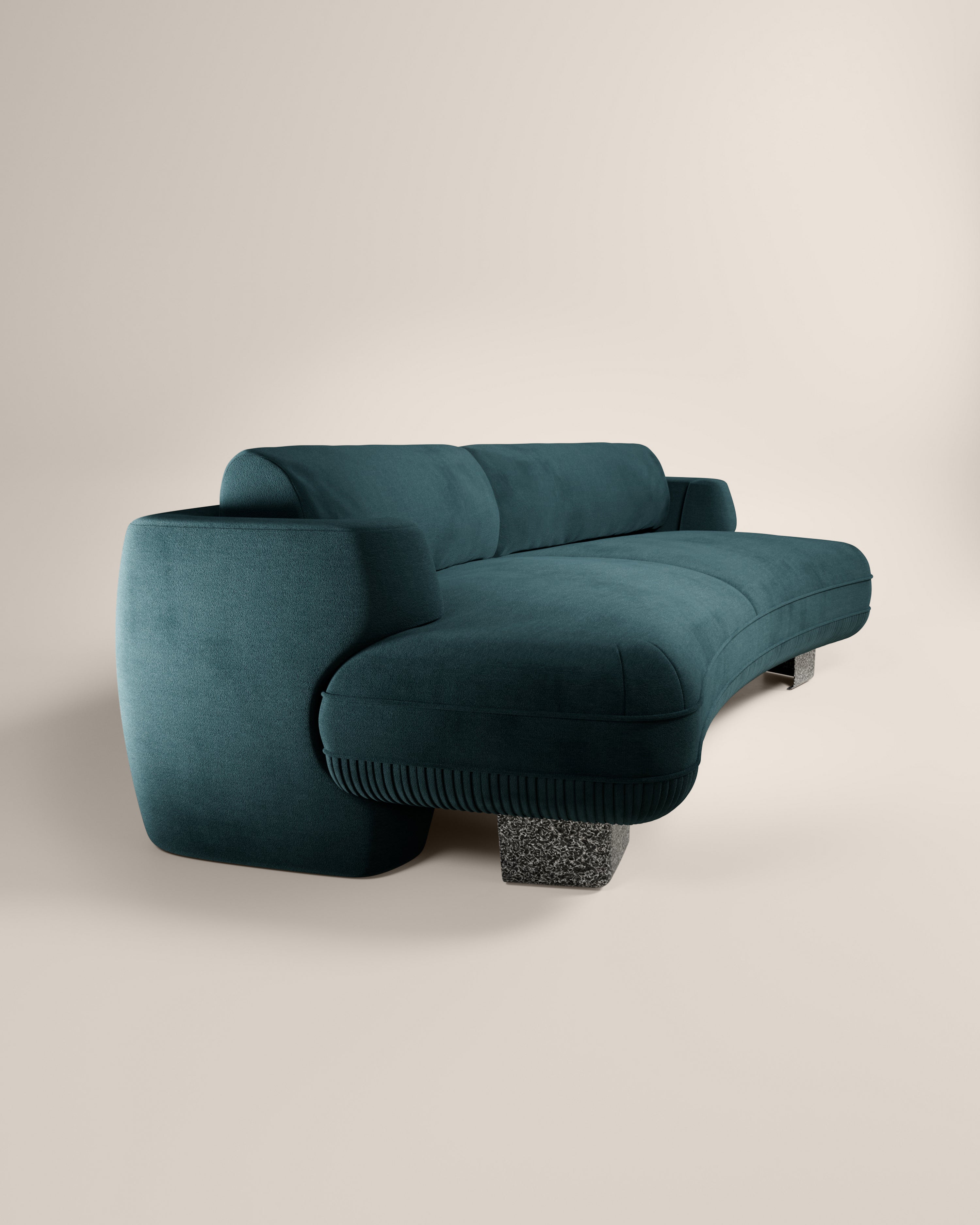 LaBrea 2 Seater Curved Sofa Notte Cotton Velvet