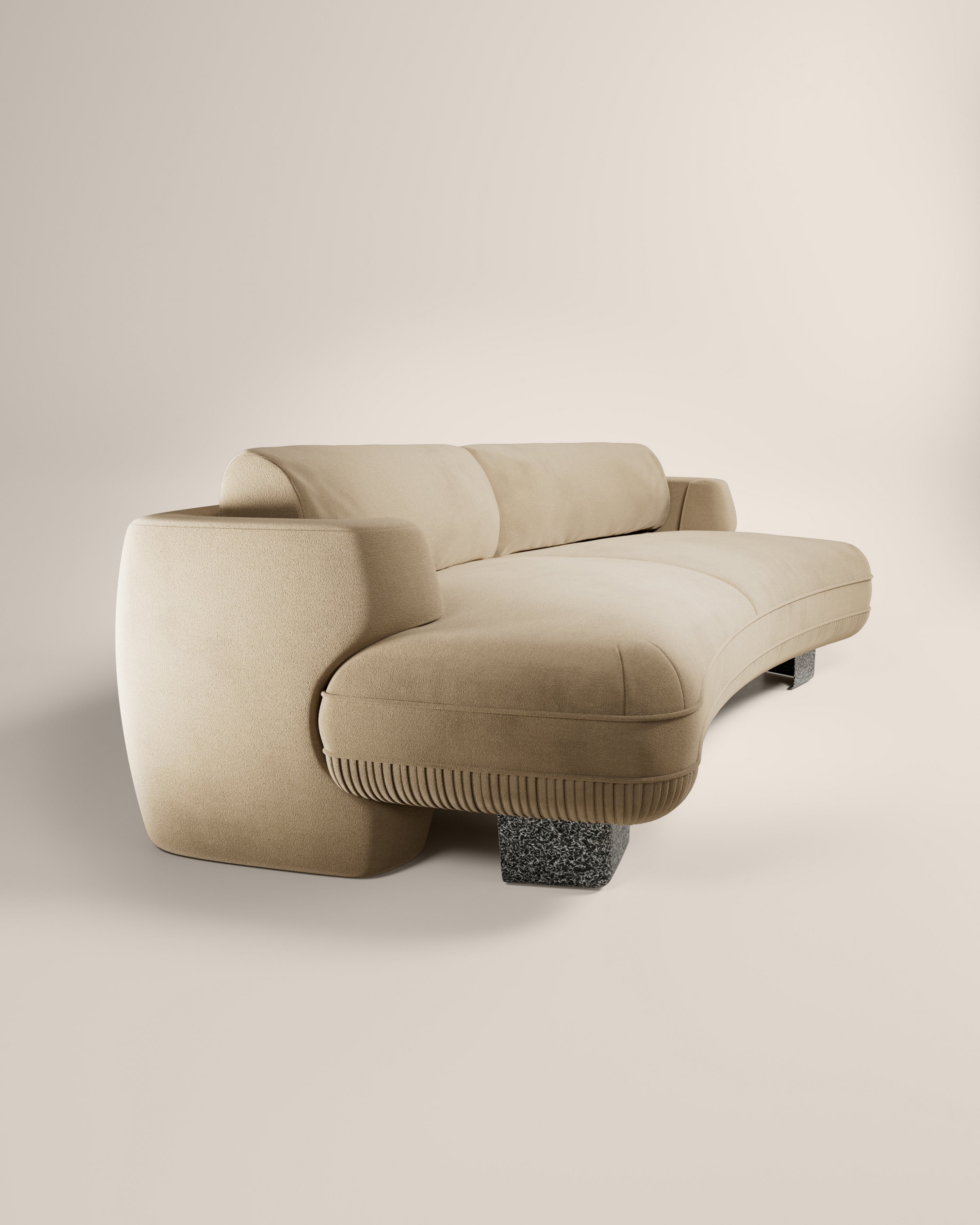 LaBrea 2 Seater Curved Sofa Ostrica Cotton Velvet