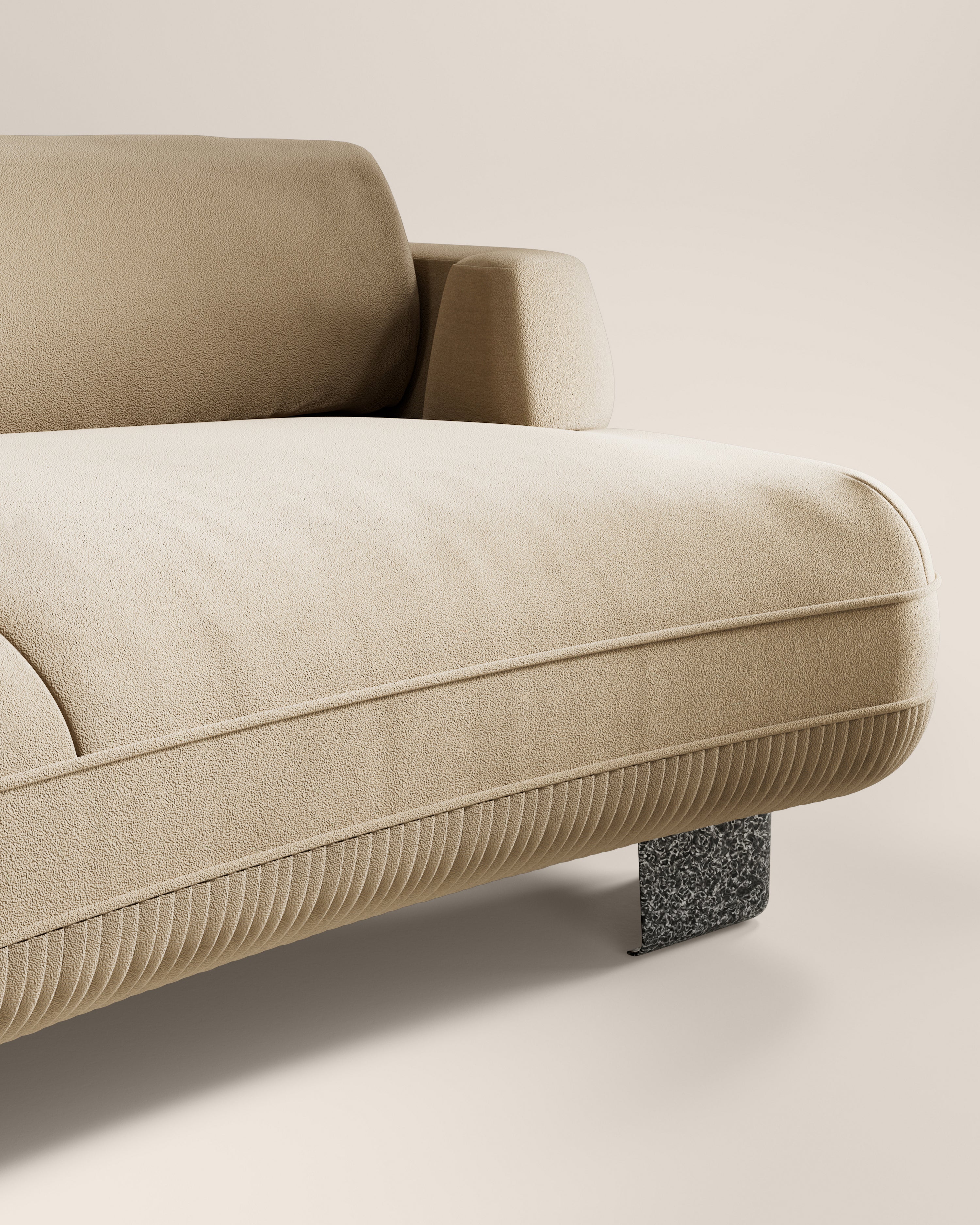 LaBrea 2 Seater Curved Sofa Ostrica Cotton Velvet