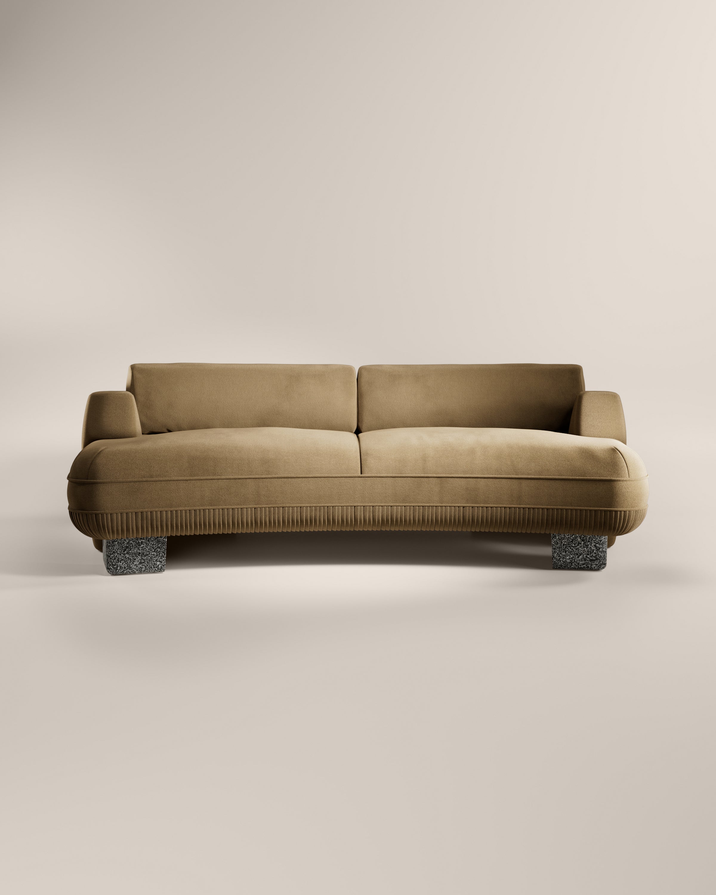 LaBrea 2 Seater Curved Sofa Smoke Cotton Velvet