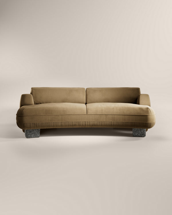 LaBrea 2 Seater Curved Sofa Smoke Cotton Velvet