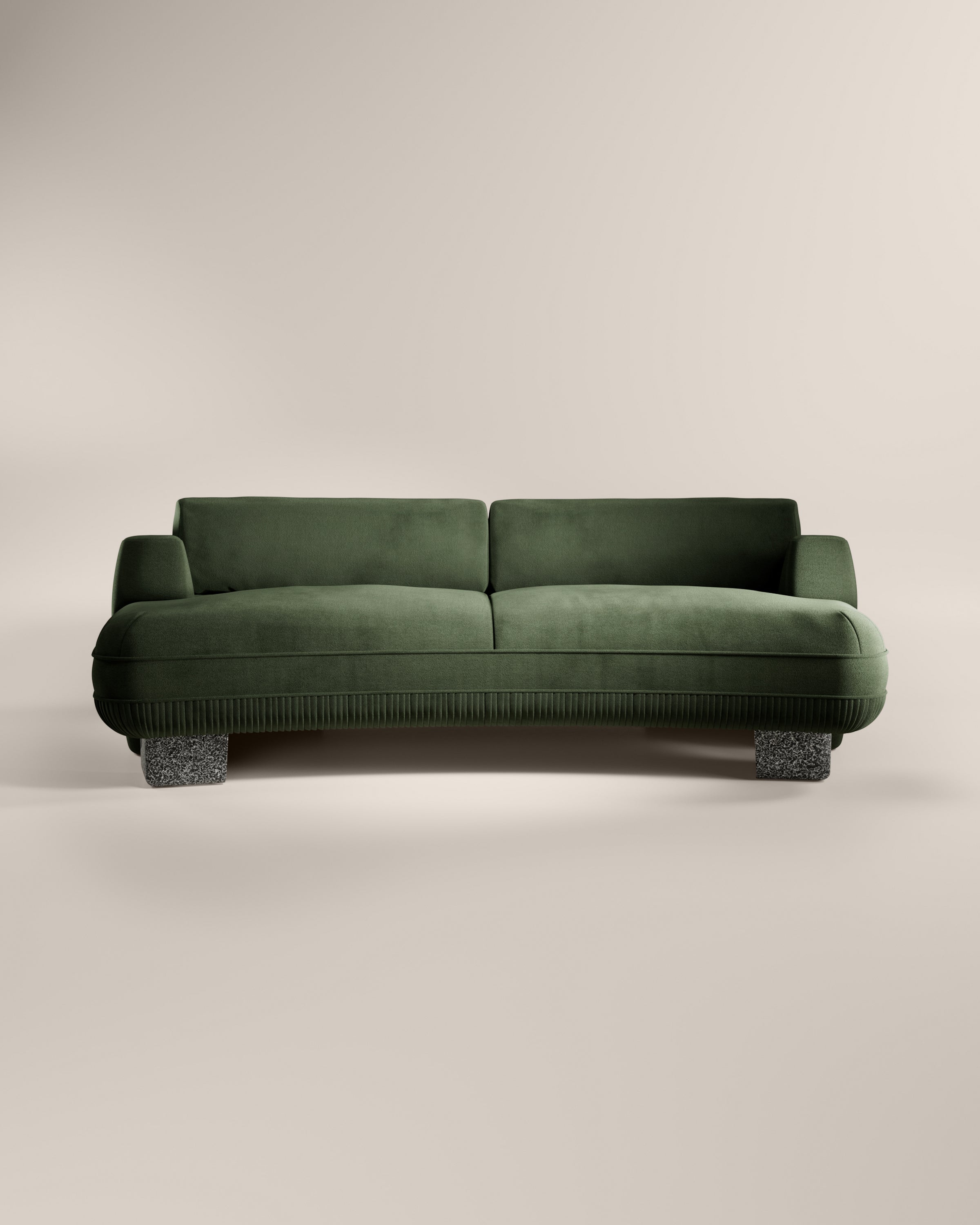 LaBrea 2 Seater Curved Sofa Cayenne Cotton Velvet