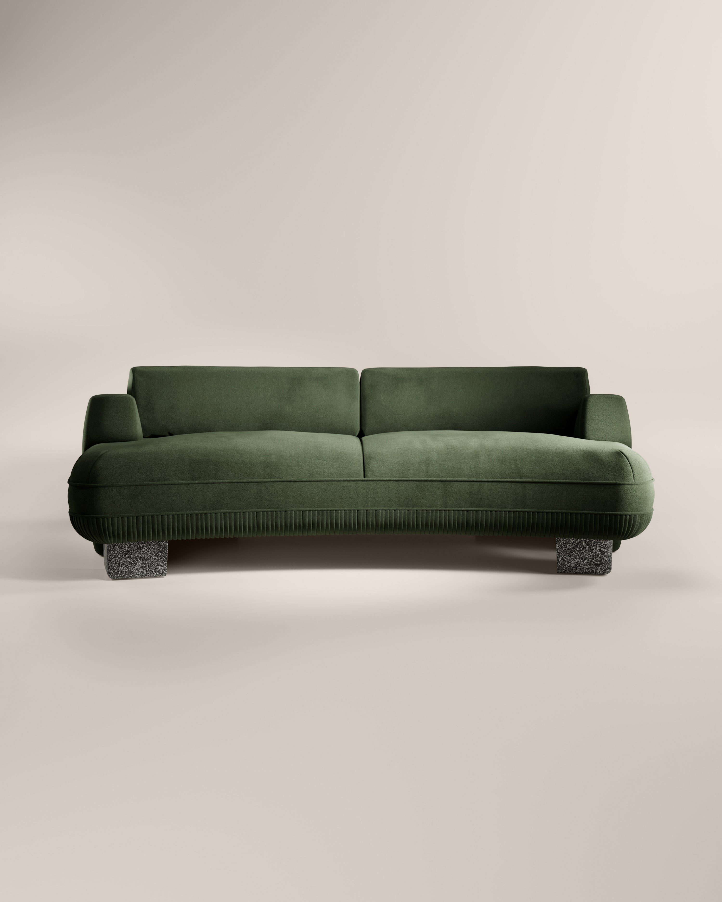 LaBrea 2 Seater Curved Sofa Cayenne Cotton Velvet