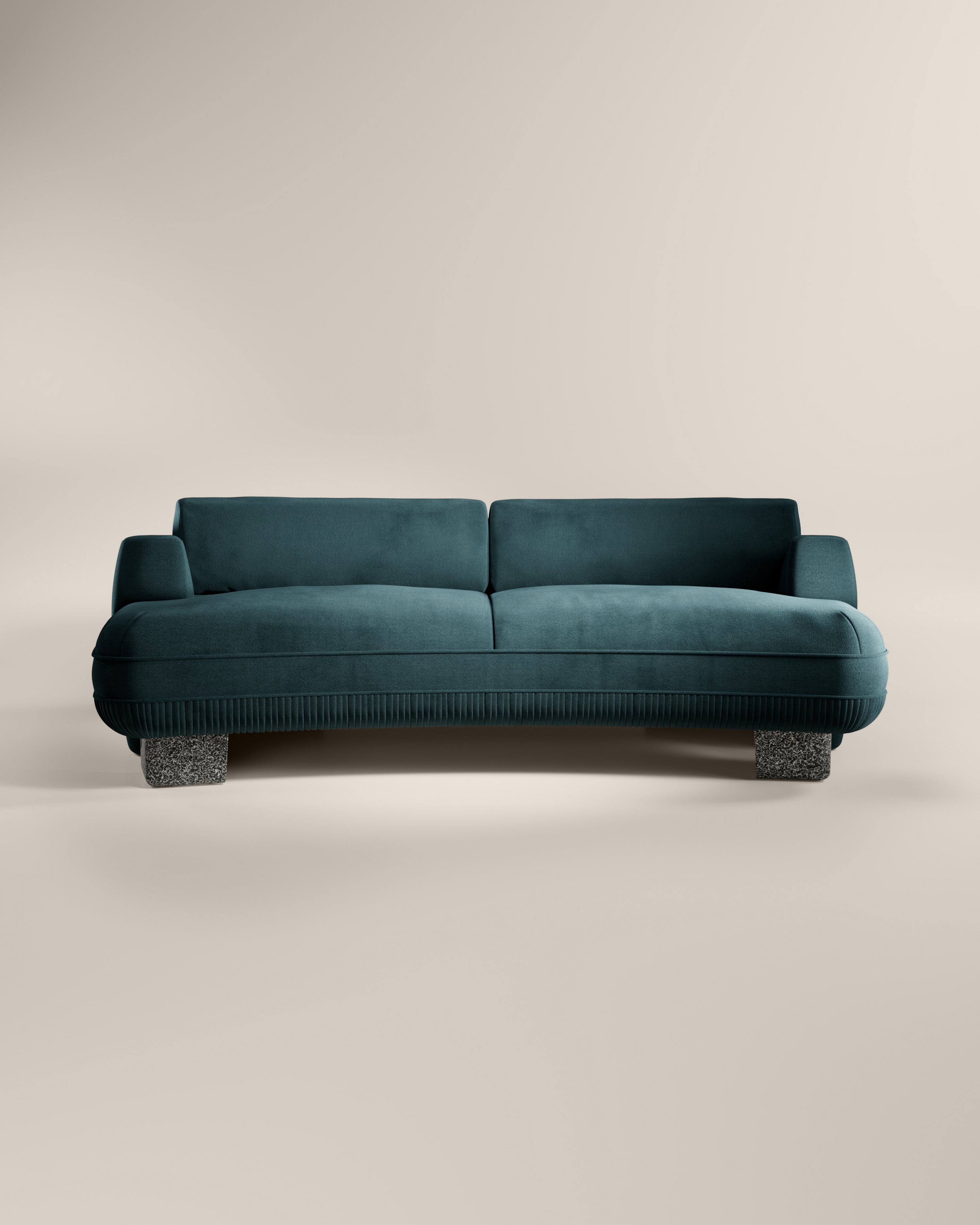 LaBrea 2 Seater Curved Sofa Notte Cotton Velvet