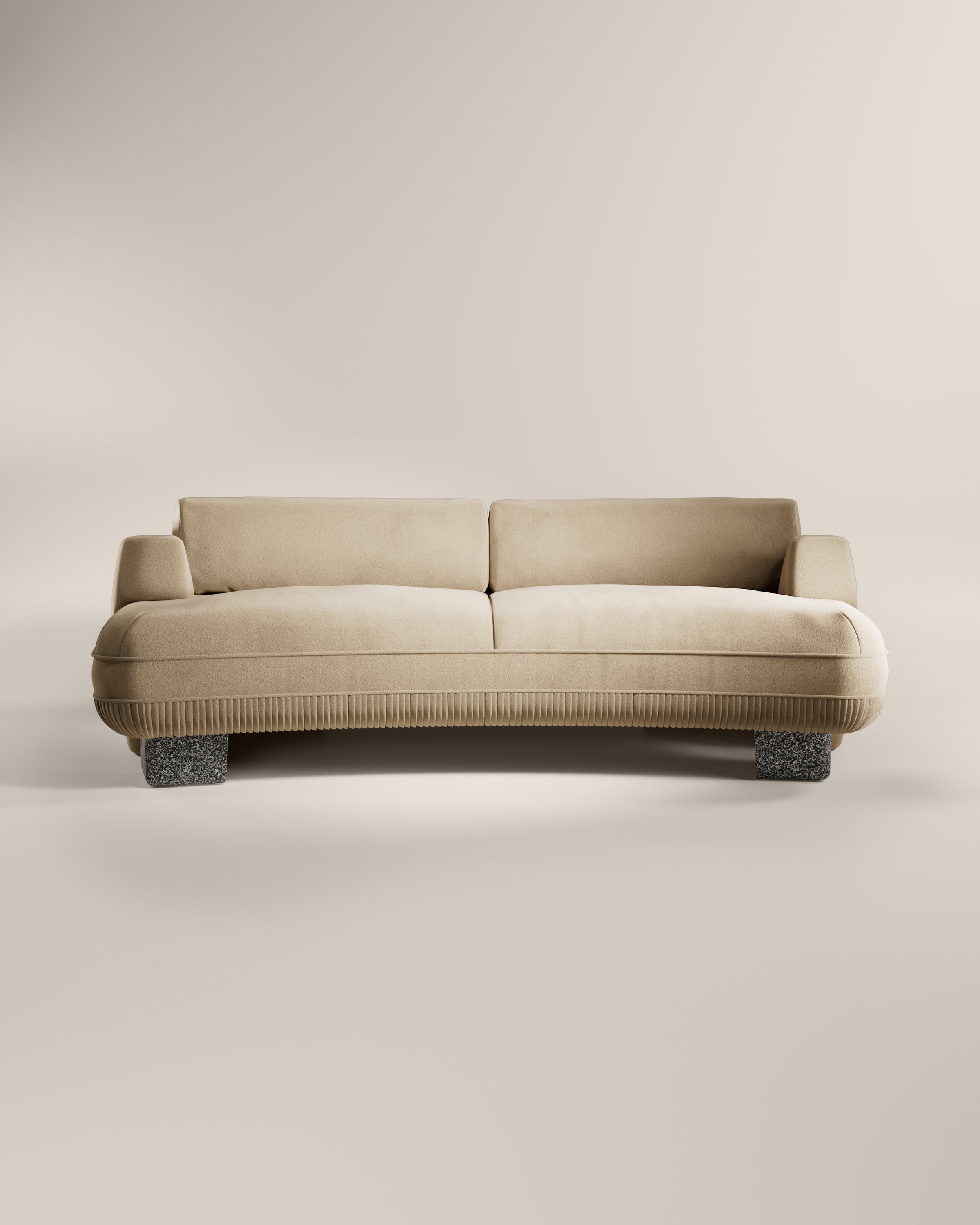 LaBrea 2 Seater Curved Sofa Ostrica Cotton Velvet