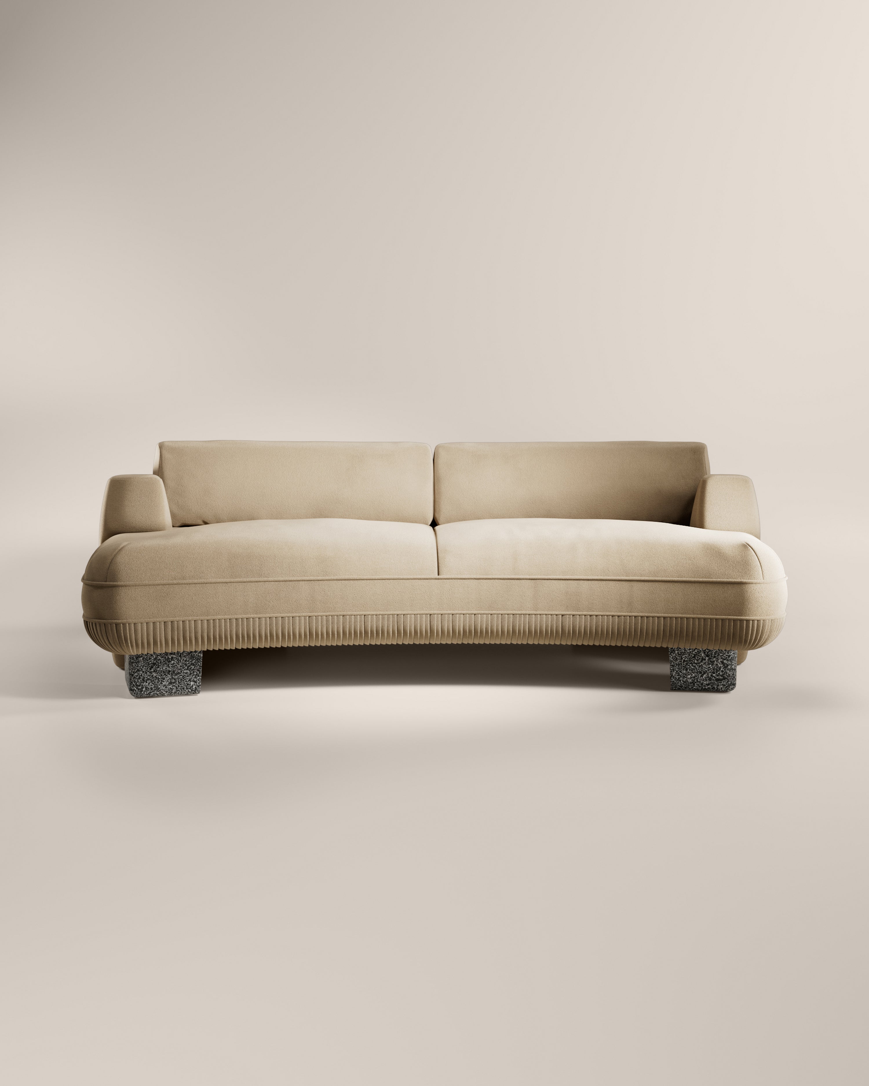 LaBrea 2 Seater Curved Sofa Ostrica Cotton Velvet